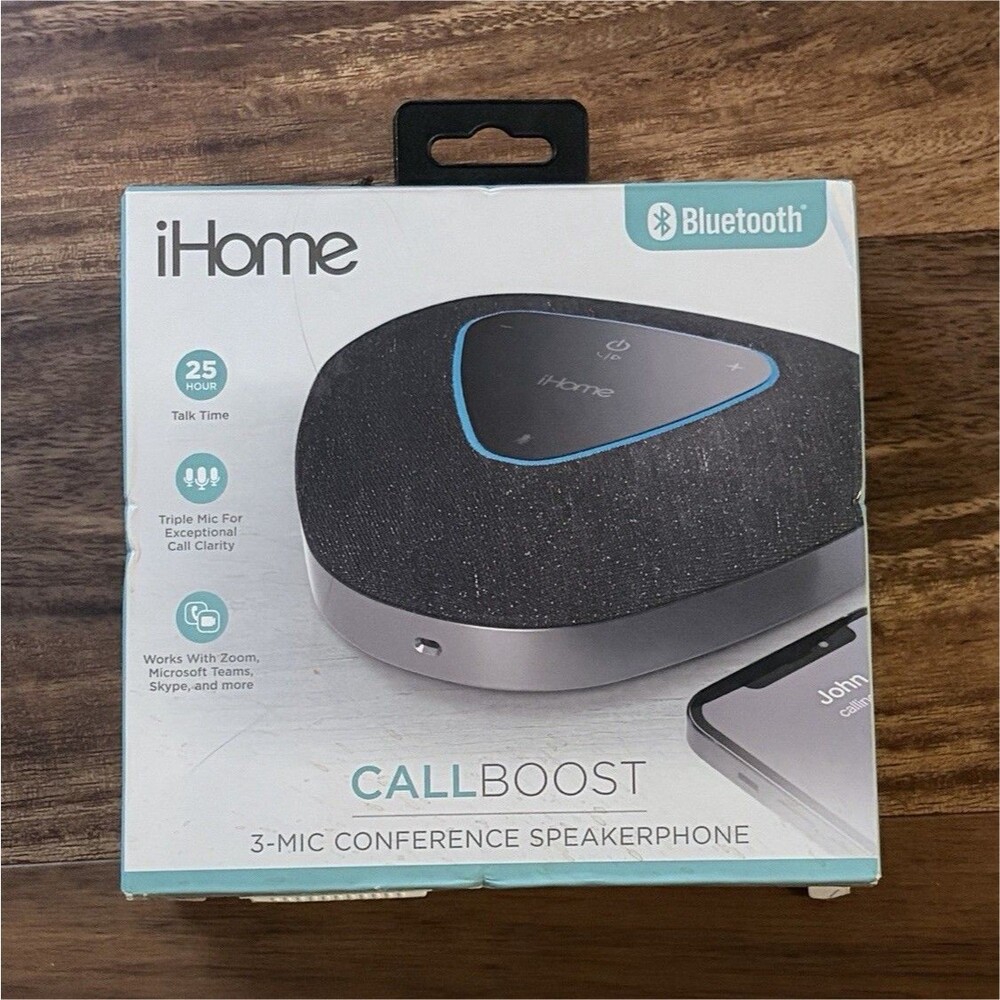 iHome CallBoost Bluetooth USB Conference Speakerphone 3-Mic ANC iBTCP100